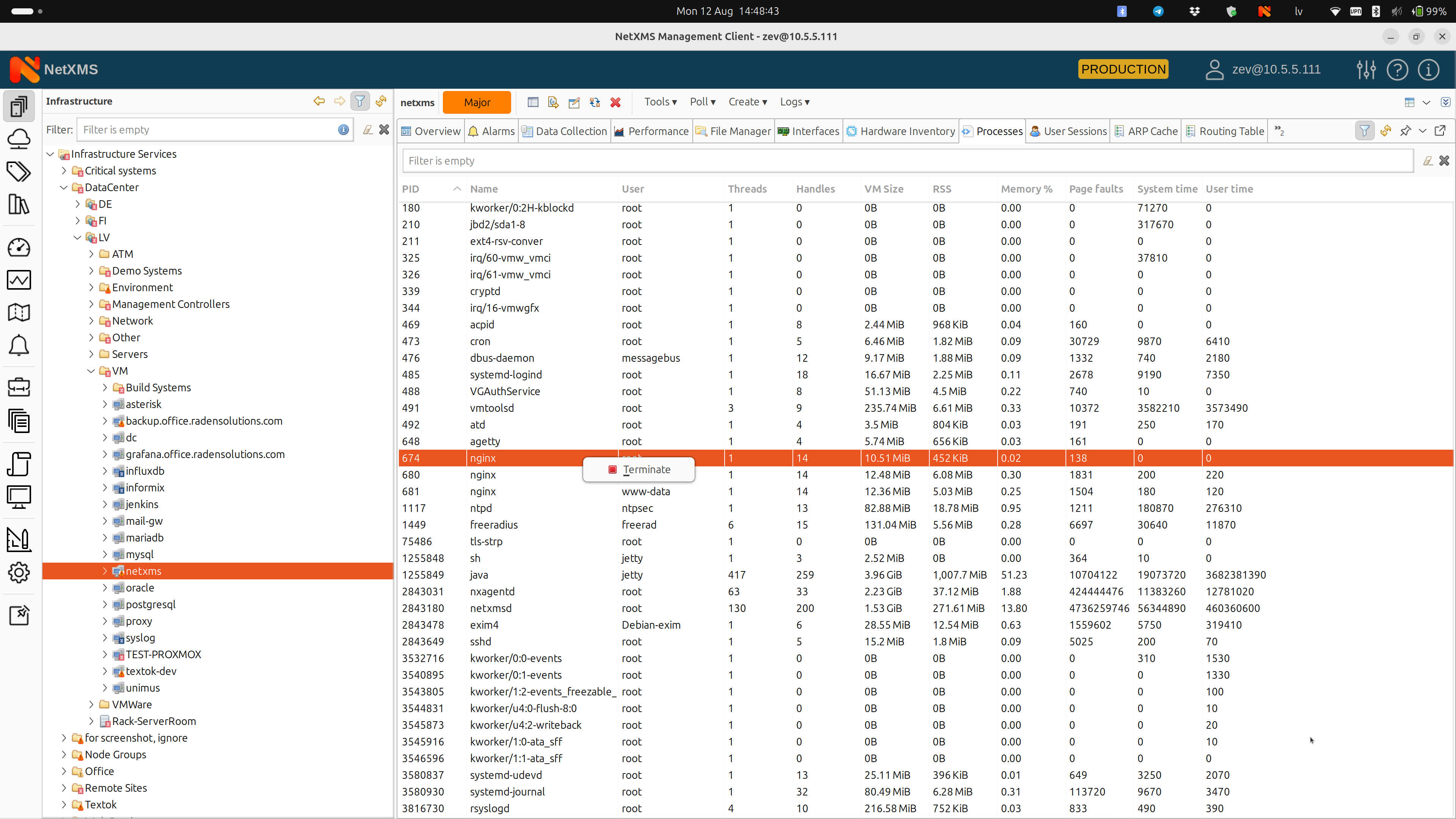 Management of processes out of the platform’s GUI