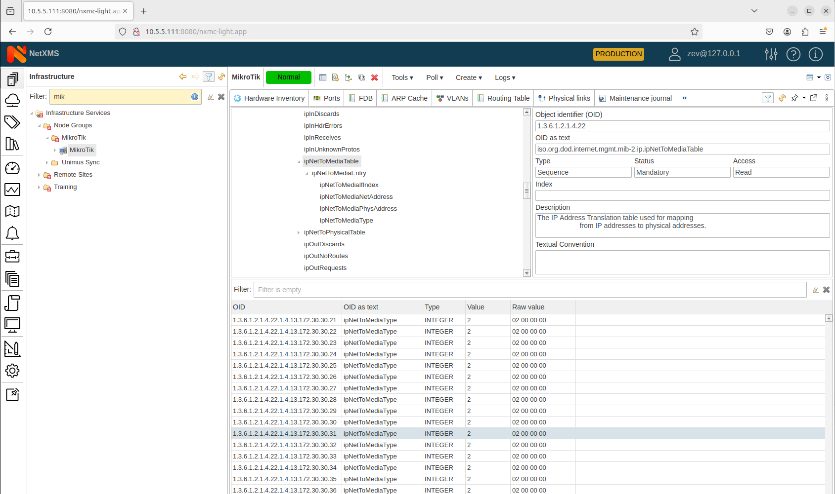 MIB Explorer for Miktorik device