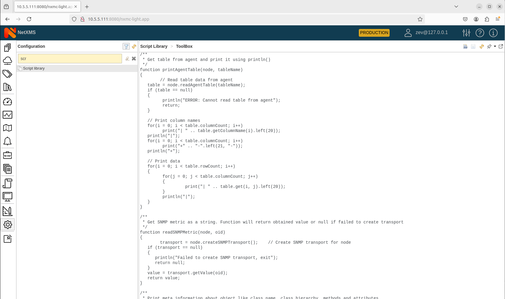 “ToolBox” from the Script library in NetXMS